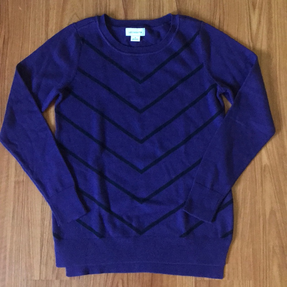 Liz Claiborne Women’s Purple Black Striped Sweater